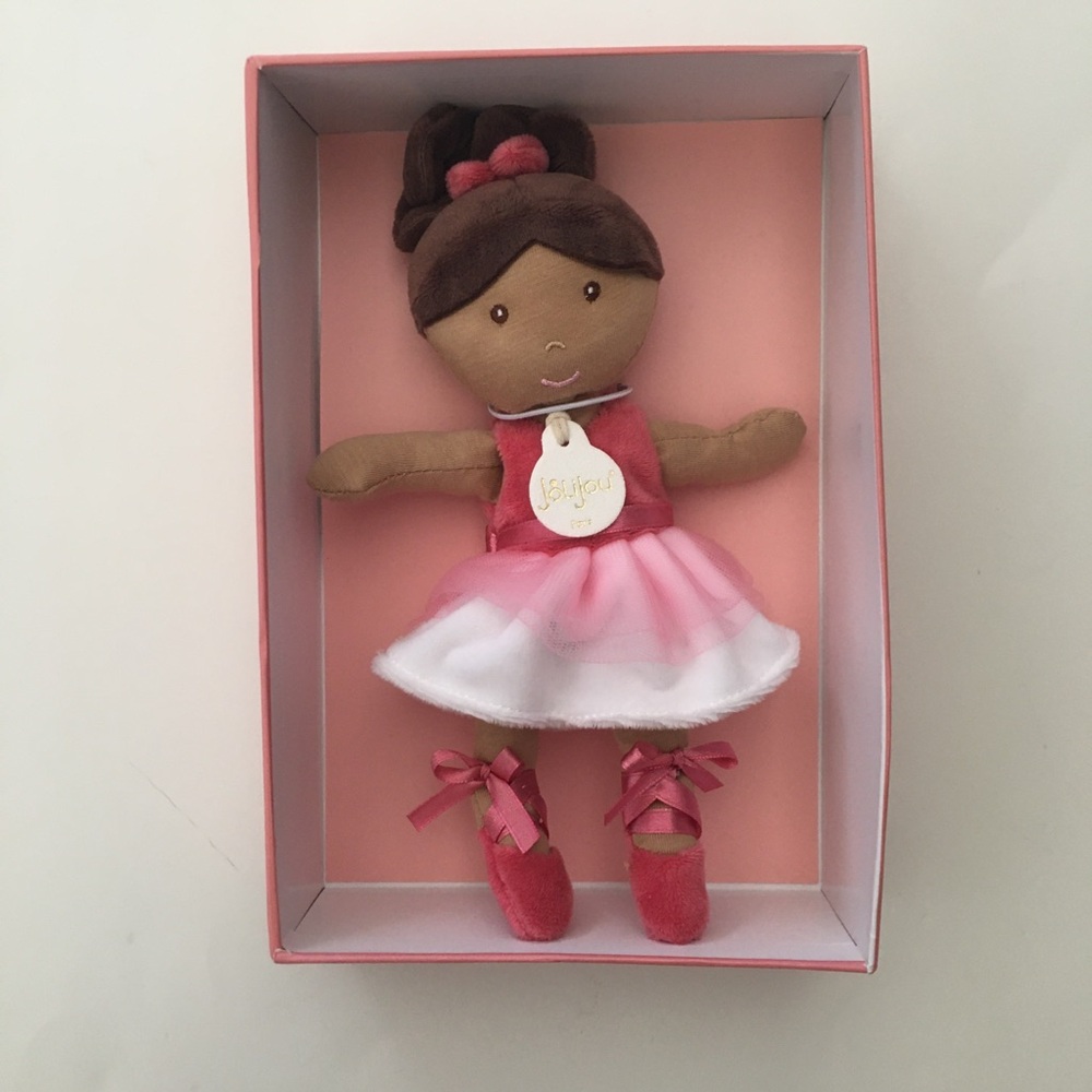 NEW 9” Doll Dark Hair - Complexion Floral Dress Soft Baby Toy Baby Gift Jolijou